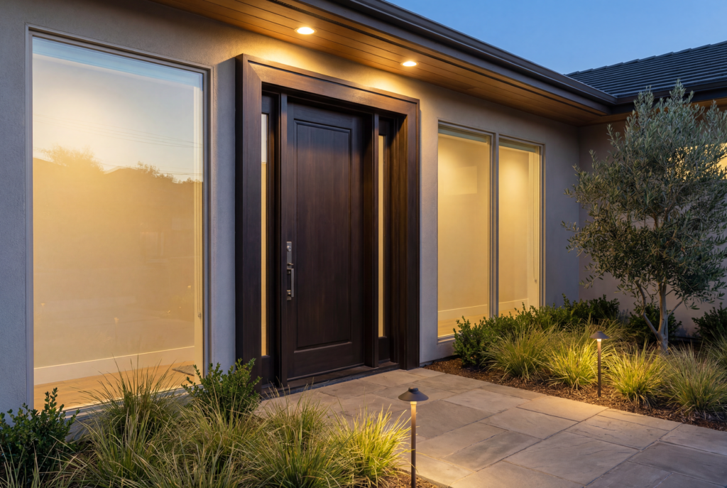 Simple Physical Security Upgrades Every Homeowner Should Know 1 Residential front door with secure lock illustrating simple physical security upgrades for homeowners.