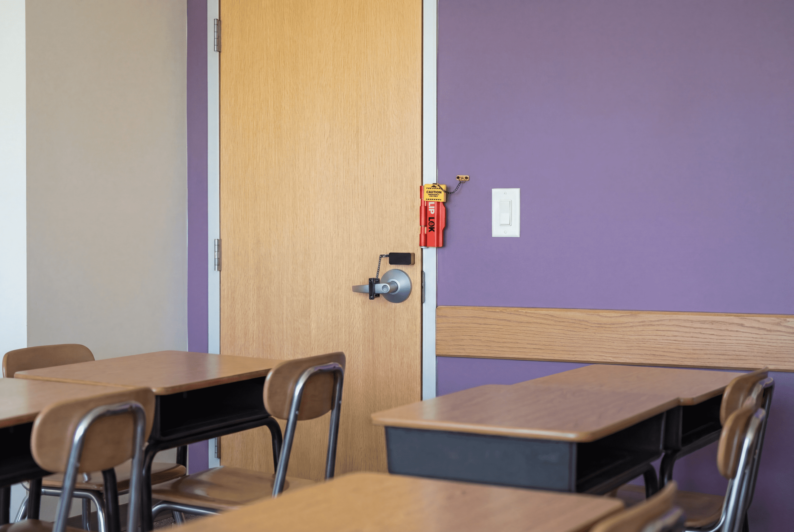 Classroom lockdown readiness with secure interior classroom door lock installed