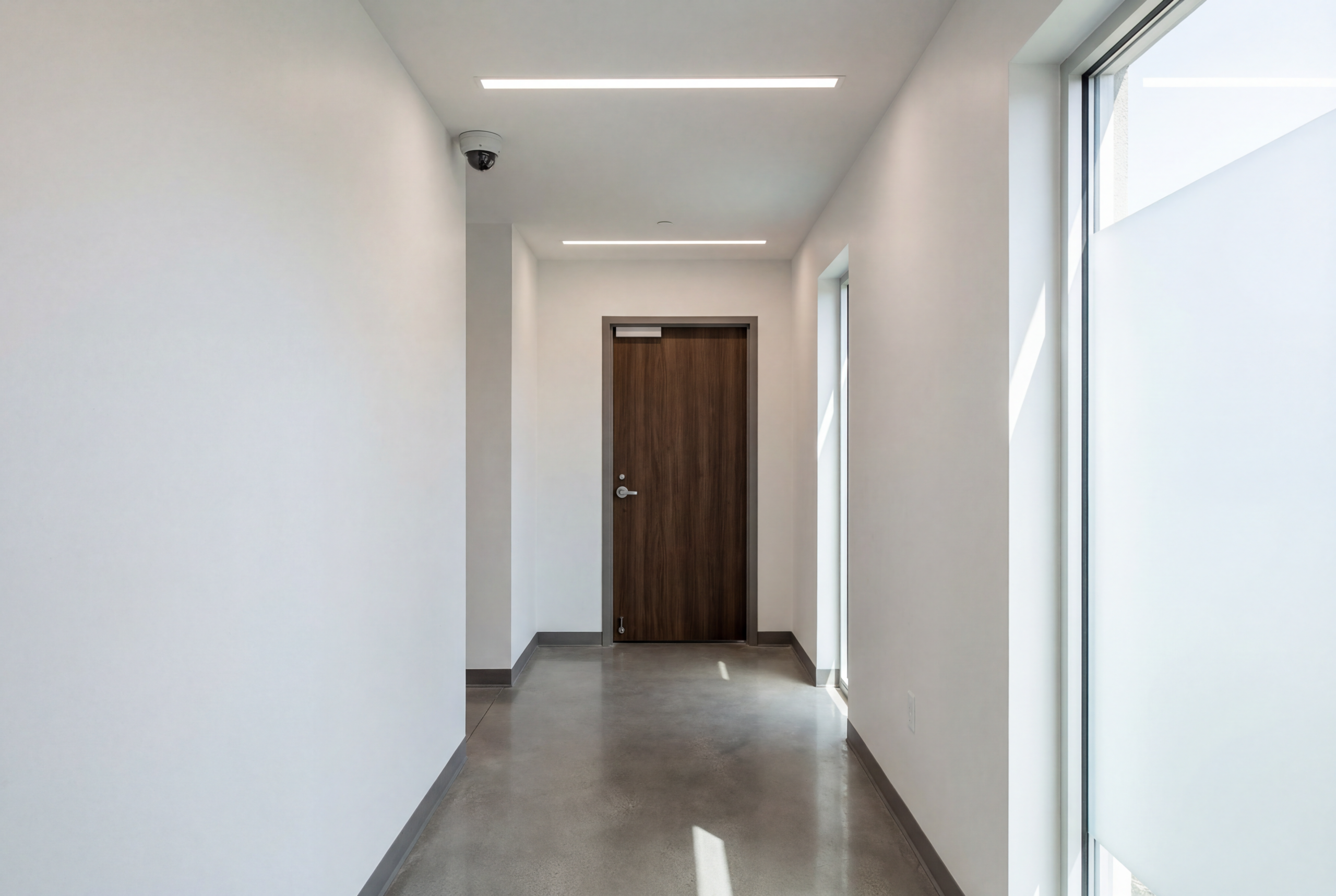 Interior door with a mechanical lock showing how physical security stops intruders when cameras only record incidents