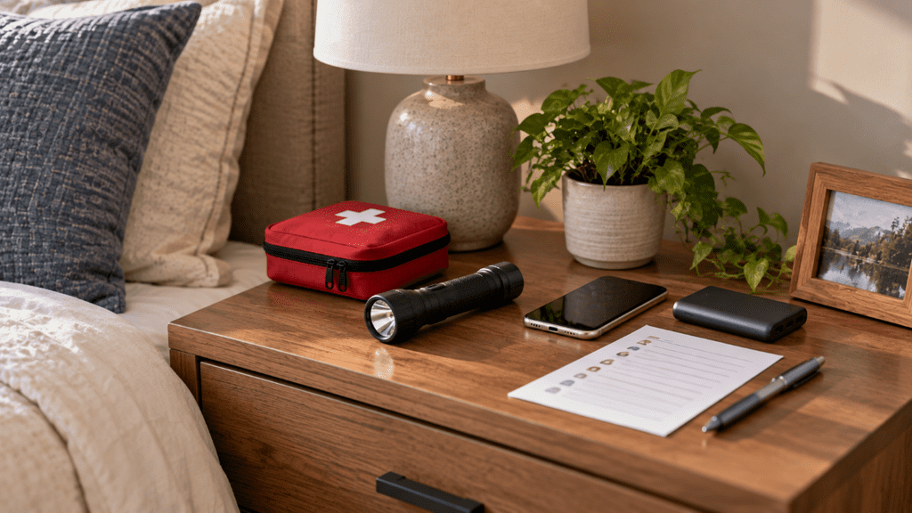 Emergency communication supplies for identifying safe rooms in your home and preparing family safety plans