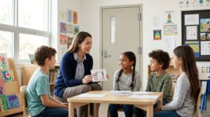 Calm preparation with students learning simple school safety routines and reliable classroom door security