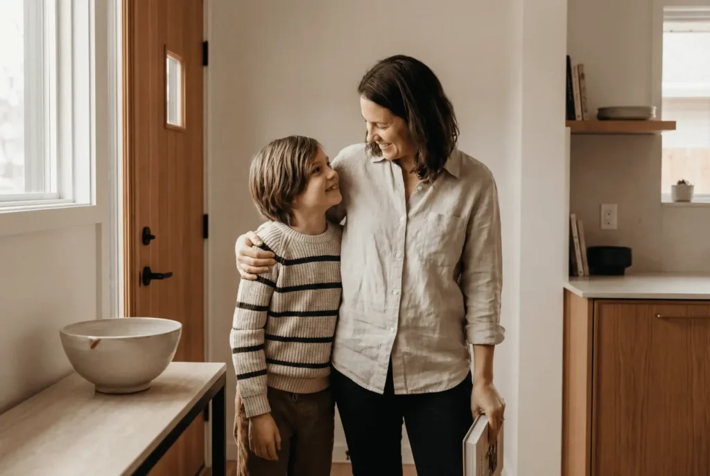 Support School Safety at Home: Smart Ways Parents Can Protect Kids Without Fear 8 Parents supporting school safety through calm conversation and reassurance at home