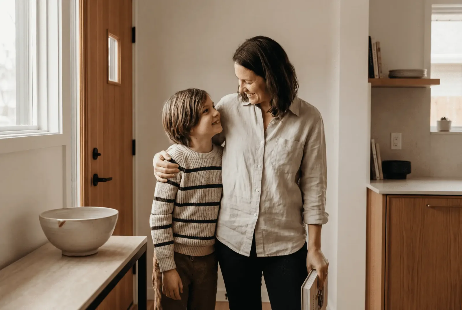 Parents supporting school safety through calm conversation and reassurance at home