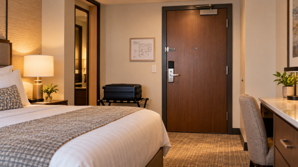 Hotel Safe Room Basics 1 Hotel safe room basics with secure guest room door, reliable locks, and travel safety preparation
