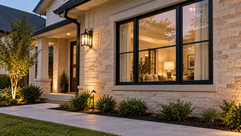 Warm Twilight Modern Home Exterior 1